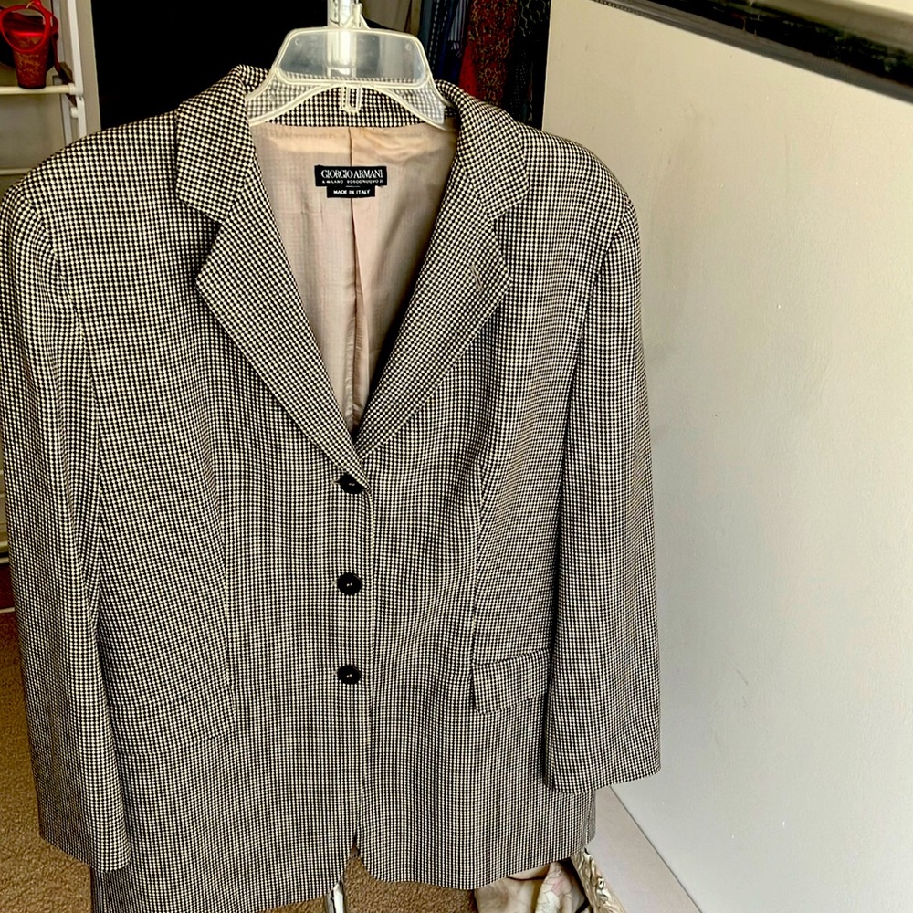 Giorgio Armani blazer, black and cream herring bone